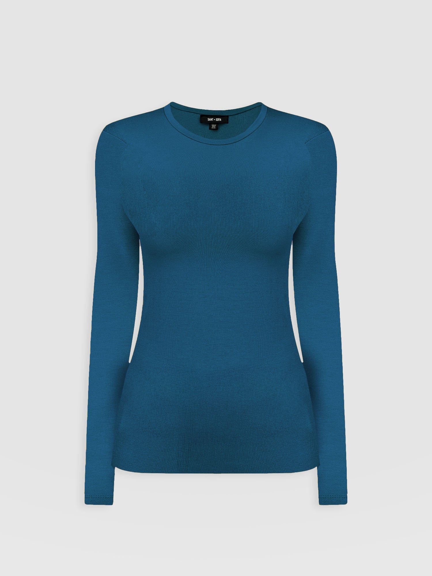 Ribbed Long Sleeve Tee - Teal - Women's T-shirts | Saint + Sofia® USA