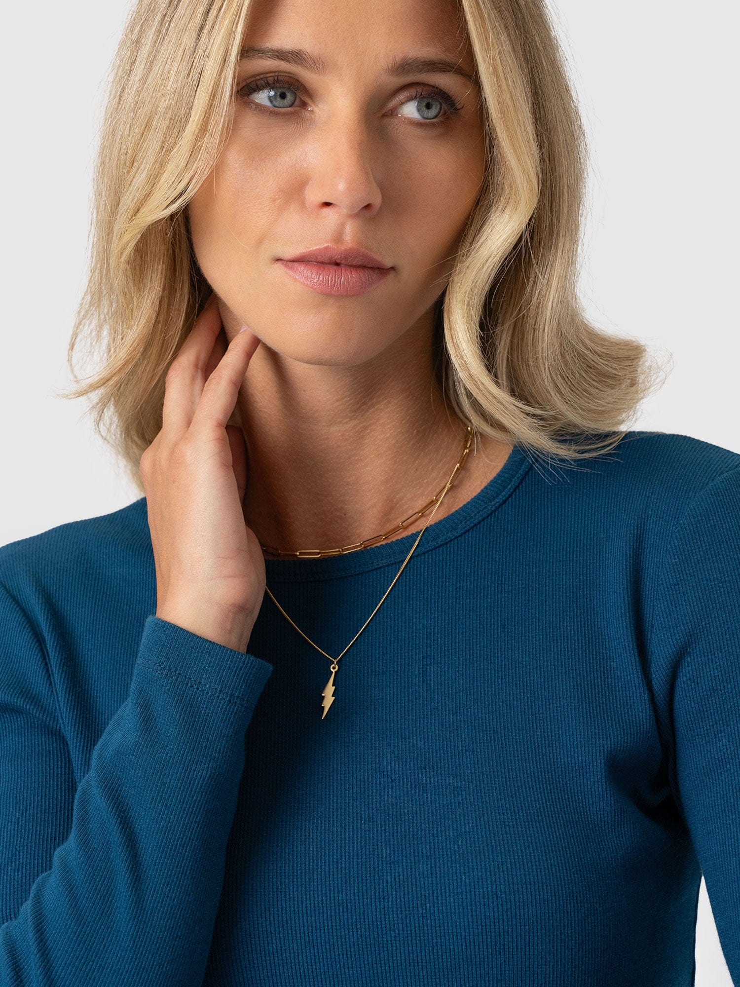 Ribbed Long Sleeve Tee - Teal - Women's T-shirts | Saint + Sofia® USA