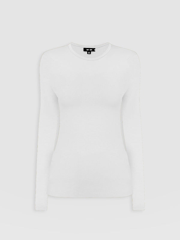 Ribbed Long Sleeve Tee - White - Women's T-shirts | Saint + Sofia® USA