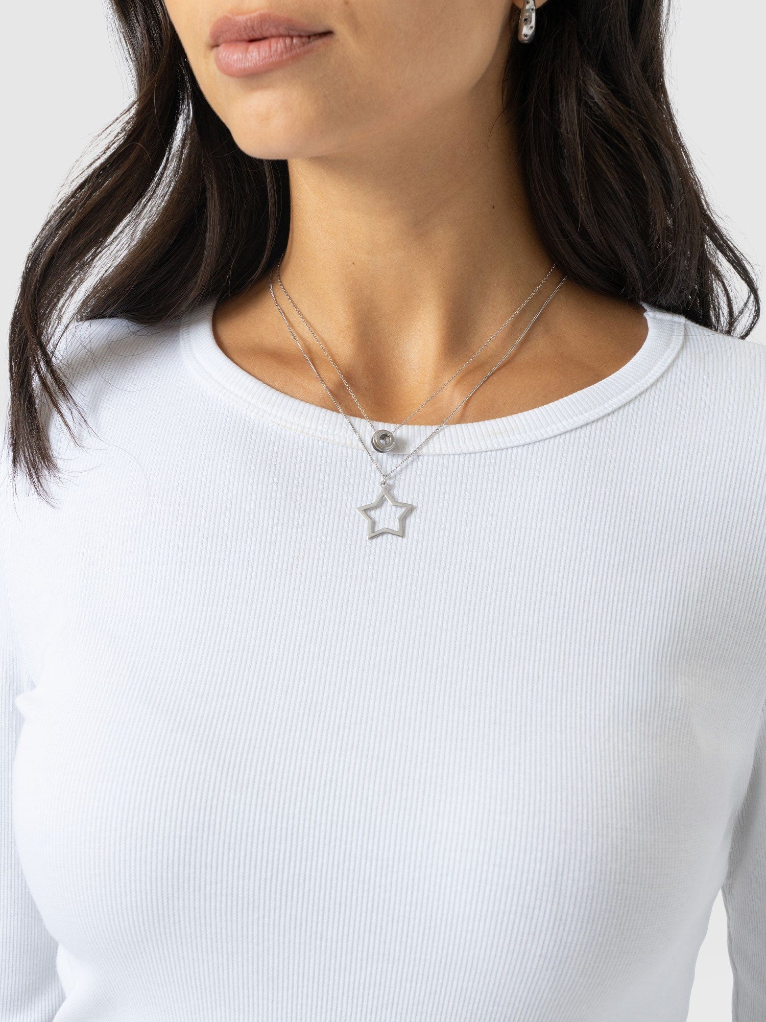 Ribbed Long Sleeve Tee - White - Women's T-shirts | Saint + Sofia® USA