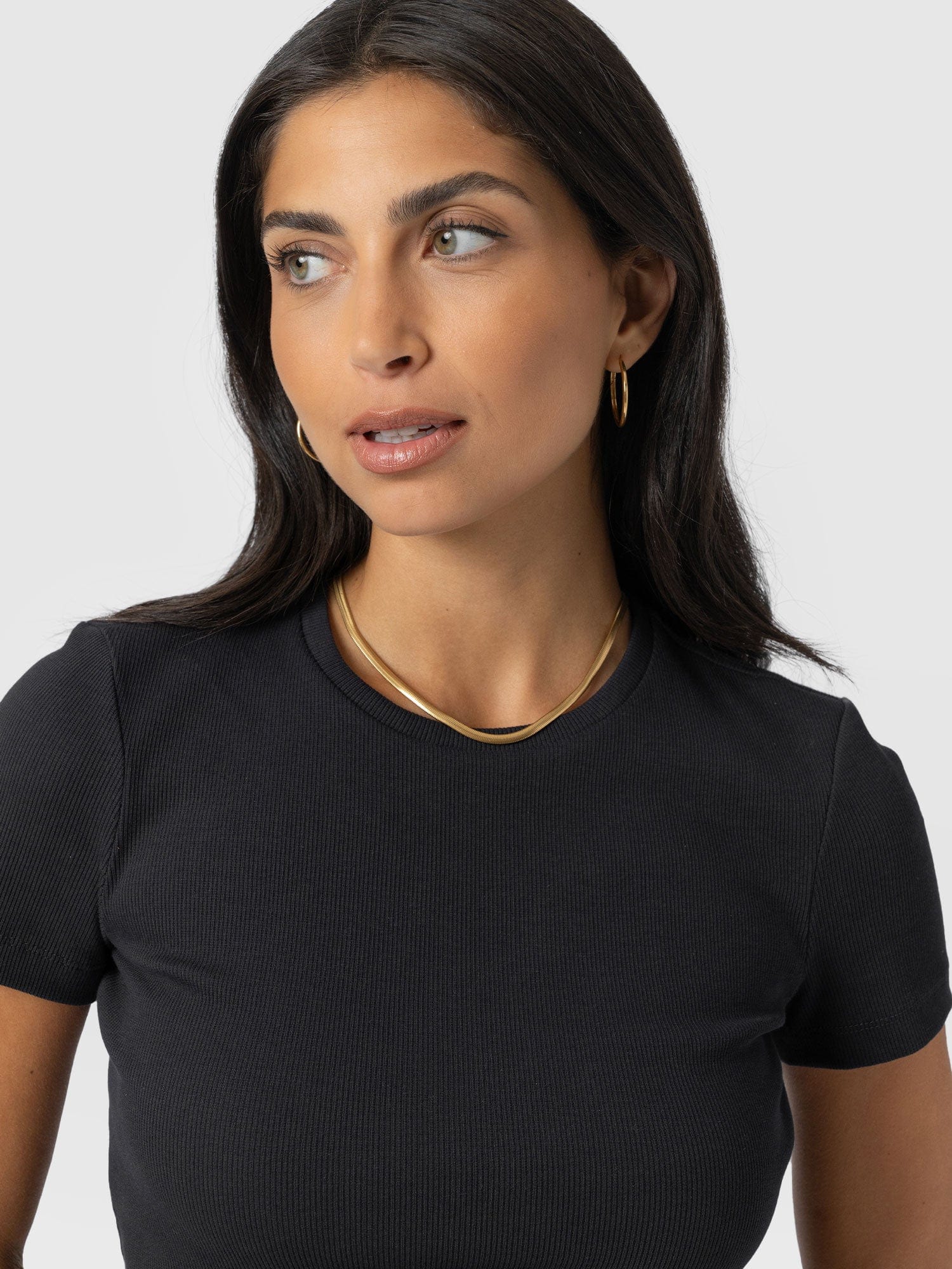 Ribbed Short Sleeve Tee - Black - Women's T-shirts | Saint + Sofia? USA