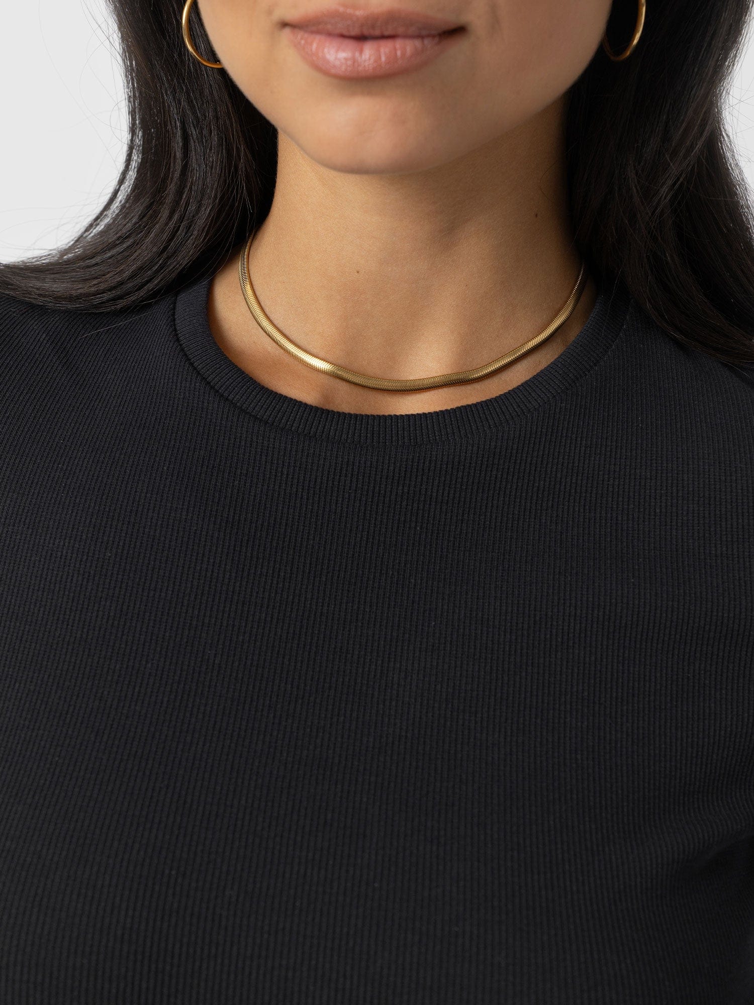 Ribbed Short Sleeve Tee - Black - Women's T-shirts | Saint + Sofia? USA