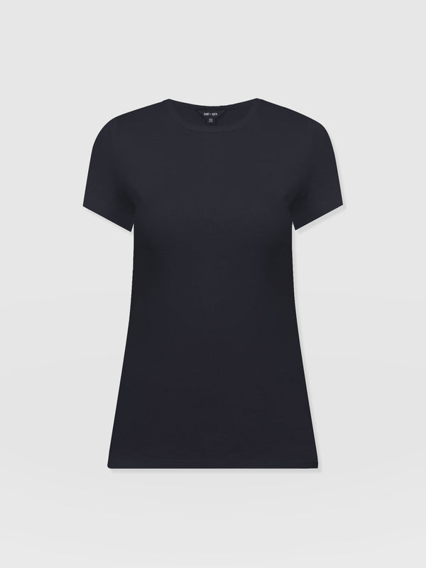 Ribbed Short Sleeve Tee - Navy - Women's T-shirts | Saint + Sofia? USA
