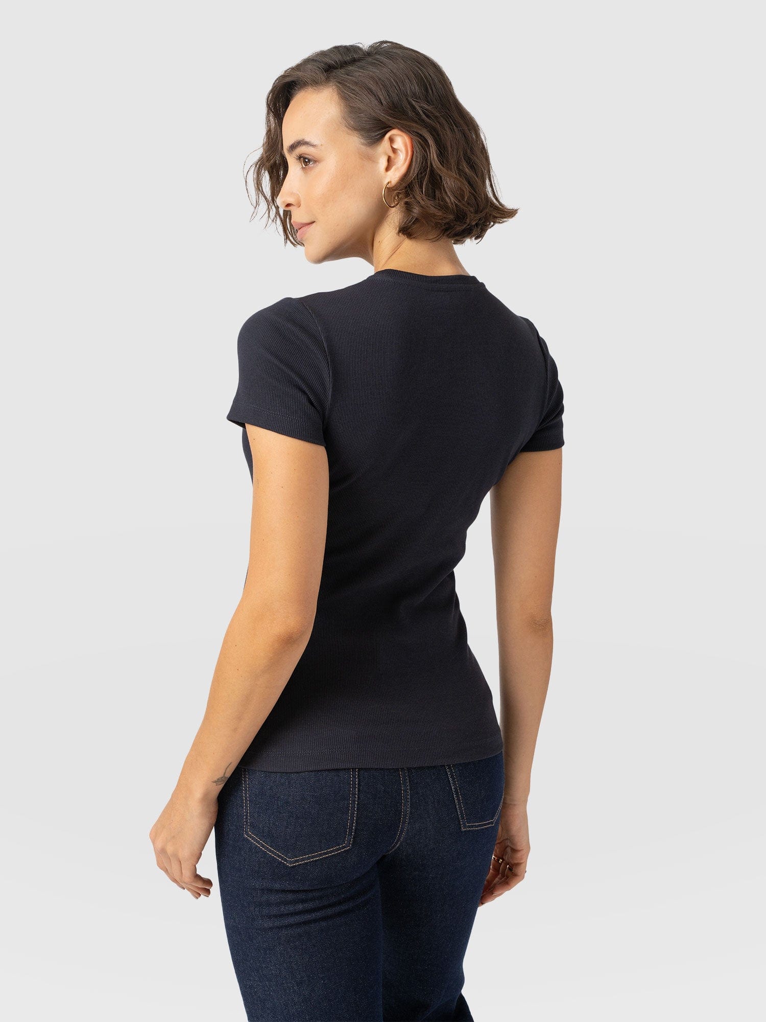 Ribbed Short Sleeve Tee - Navy - Women's T-shirts | Saint + Sofia? USA