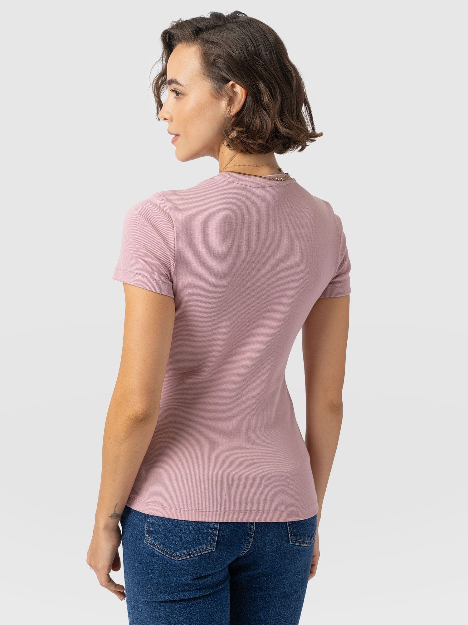 Ribbed Short Sleeve Tee - Pale Pink - Women's T-shirts | Saint + Sofia? USA