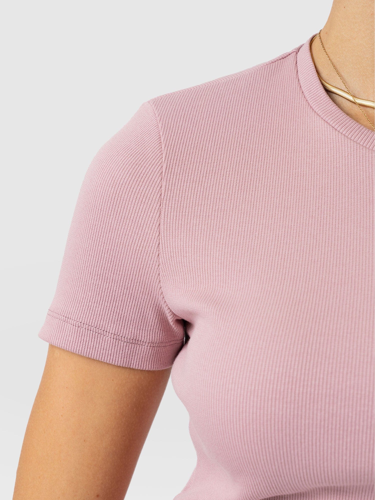 Ribbed Short Sleeve Tee - Pale Pink - Women's T-shirts | Saint + Sofia? USA