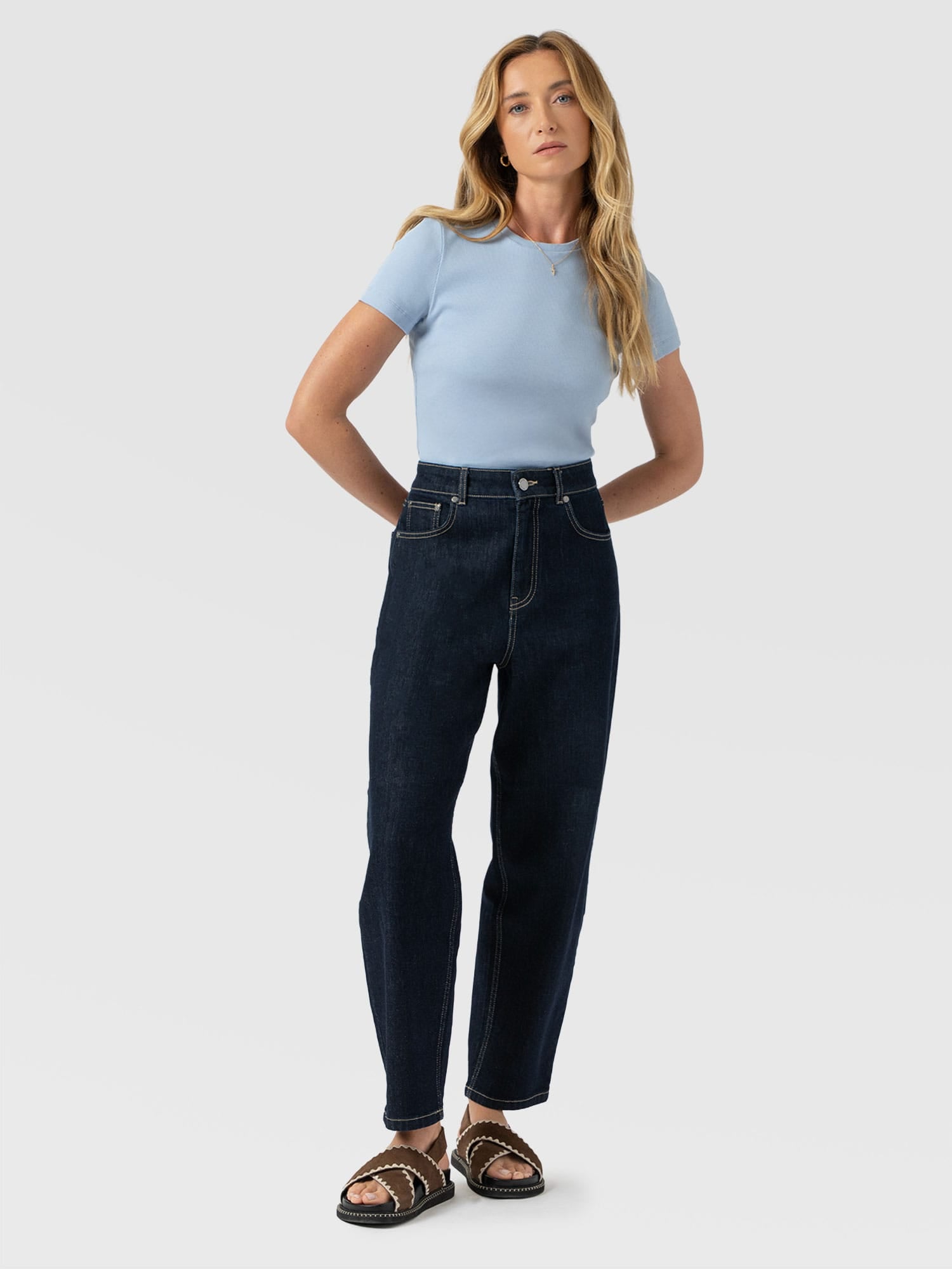 Ribbed Short Sleeve Tee - Powder Blue - Women's T-shirts | Saint + Sofia® USA