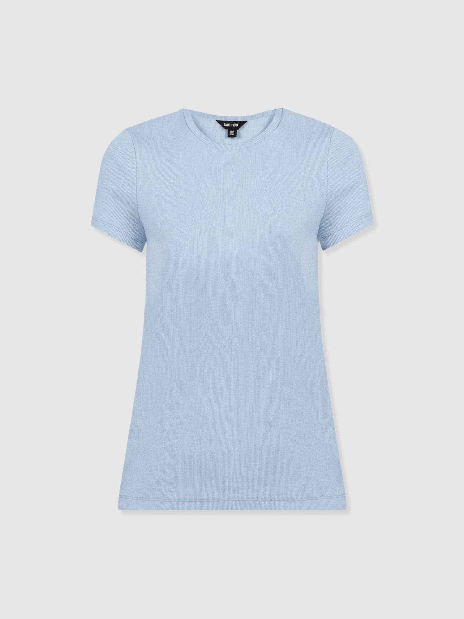 Ribbed Short Sleeve Tee - Powder Blue - Women's T-shirts | Saint + Sofia® USA