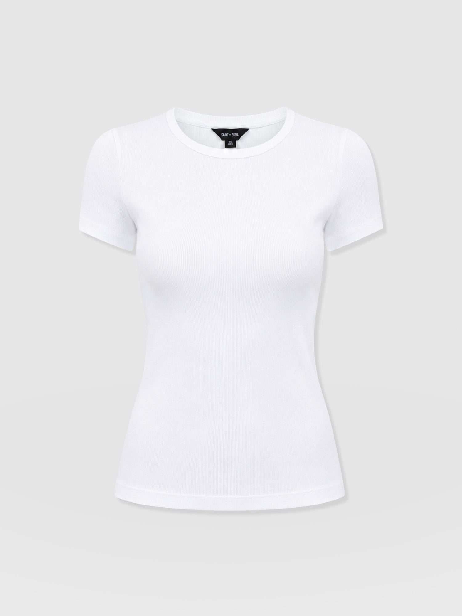 Ribbed Short Sleeve Tee - White