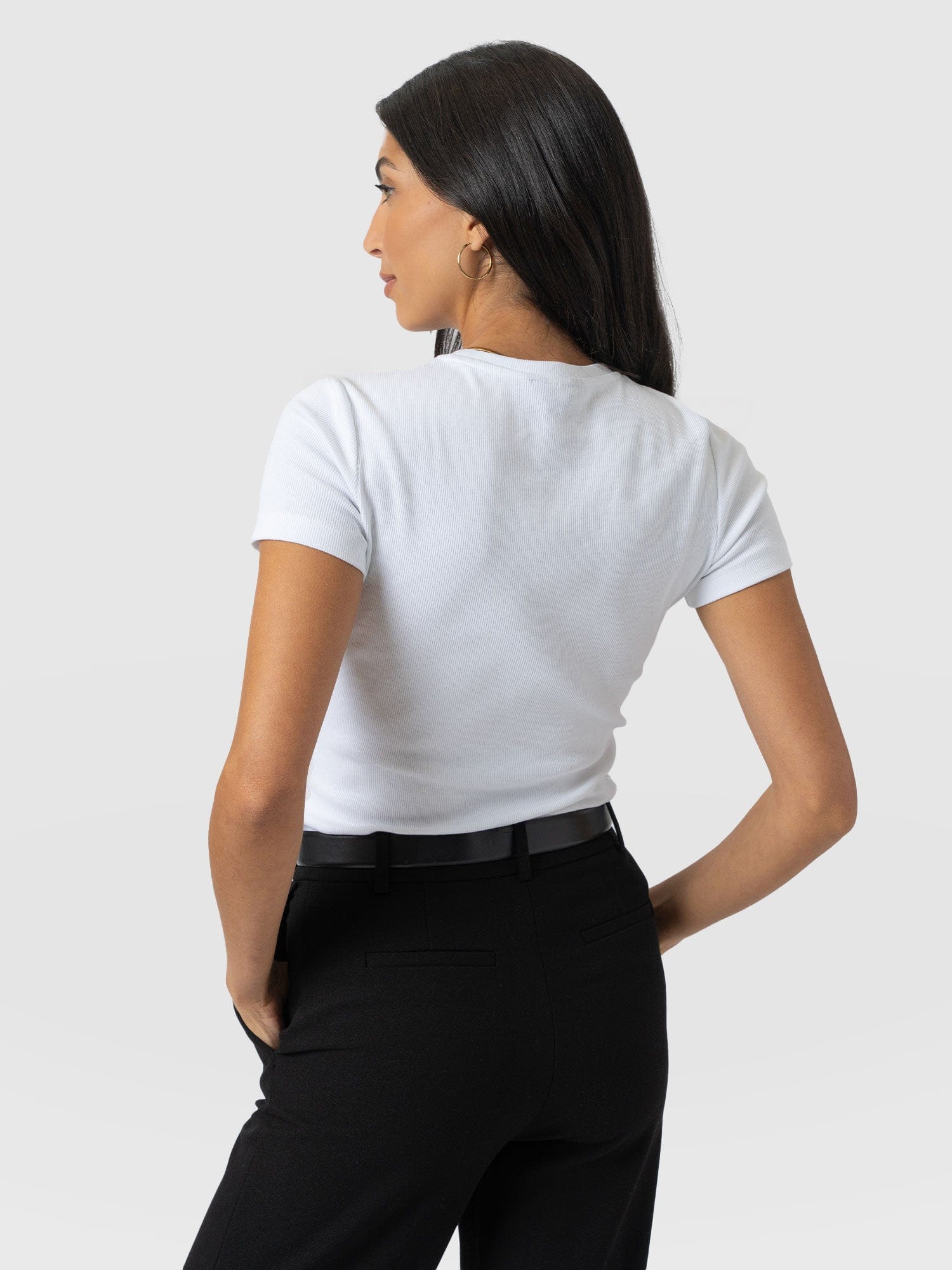 Ribbed Short Sleeve Tee - White - Women's T-shirts | Saint + Sofia? USA