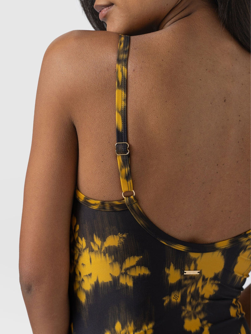Riley Cross Front Swimsuit - Yellow Fade Floral - Women's Swimwear | Saint + Sofia® USA