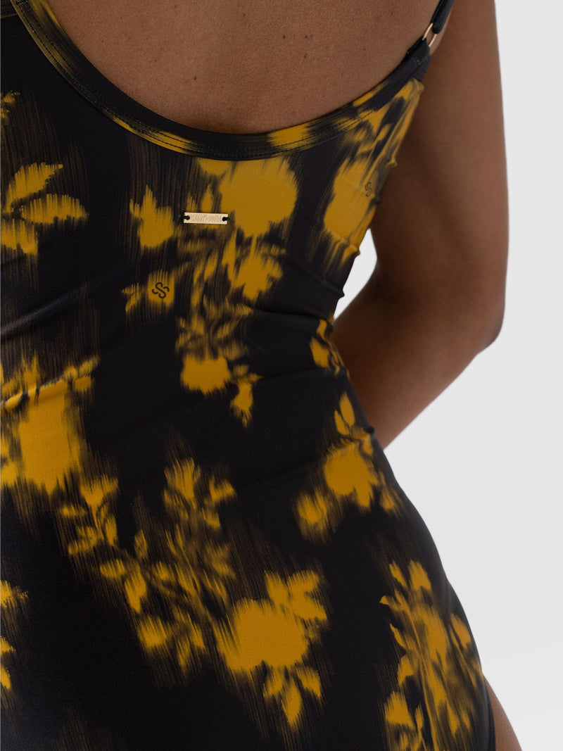 Riley Cross Front Swimsuit - Yellow Fade Floral - Women's Swimwear | Saint + Sofia® USA