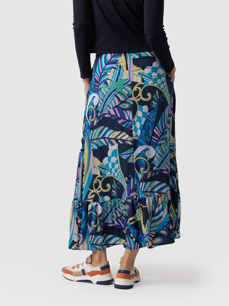 Riley Skirt Blue Palm - Women's Skirts | Saint + Sofia® USA