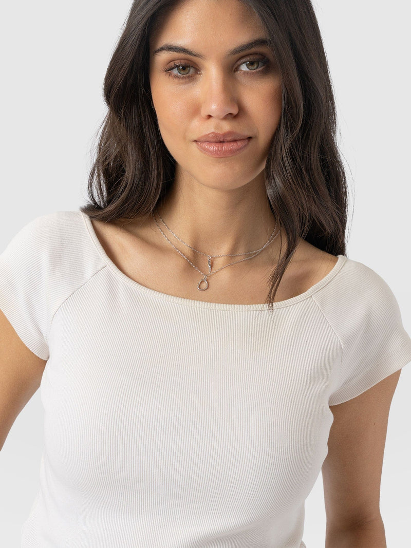 Riviera Tee Jet Stream Cream - Women's T-shirts | Saint + Sofia® USA