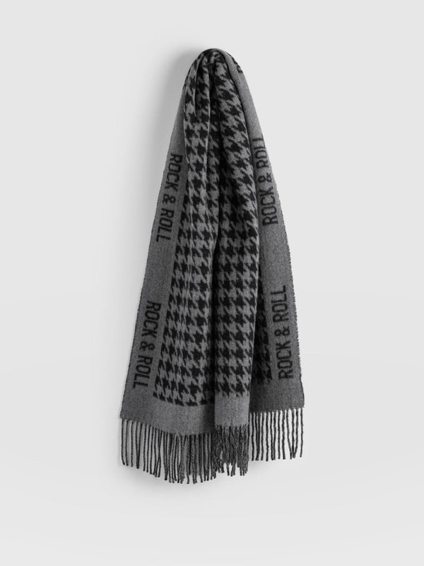 Rock Houndstooth Scarf Black/Grey - Women's Scarves | Saint + Sofia® US