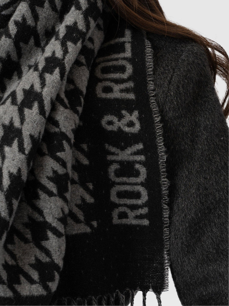 Rock Houndstooth Scarf Black/Grey - Women's Scarves | Saint + Sofia® US