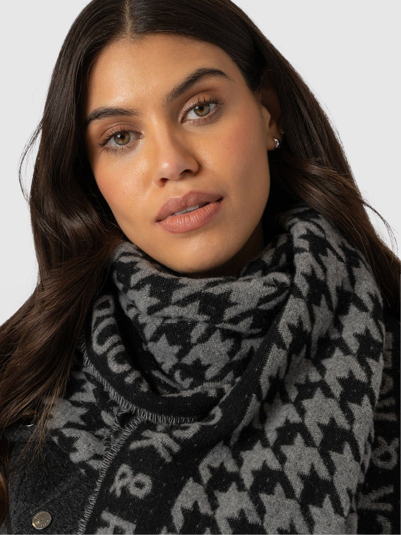 Rock Houndstooth Scarf Black/Grey - Women's Scarves | Saint + Sofia® US