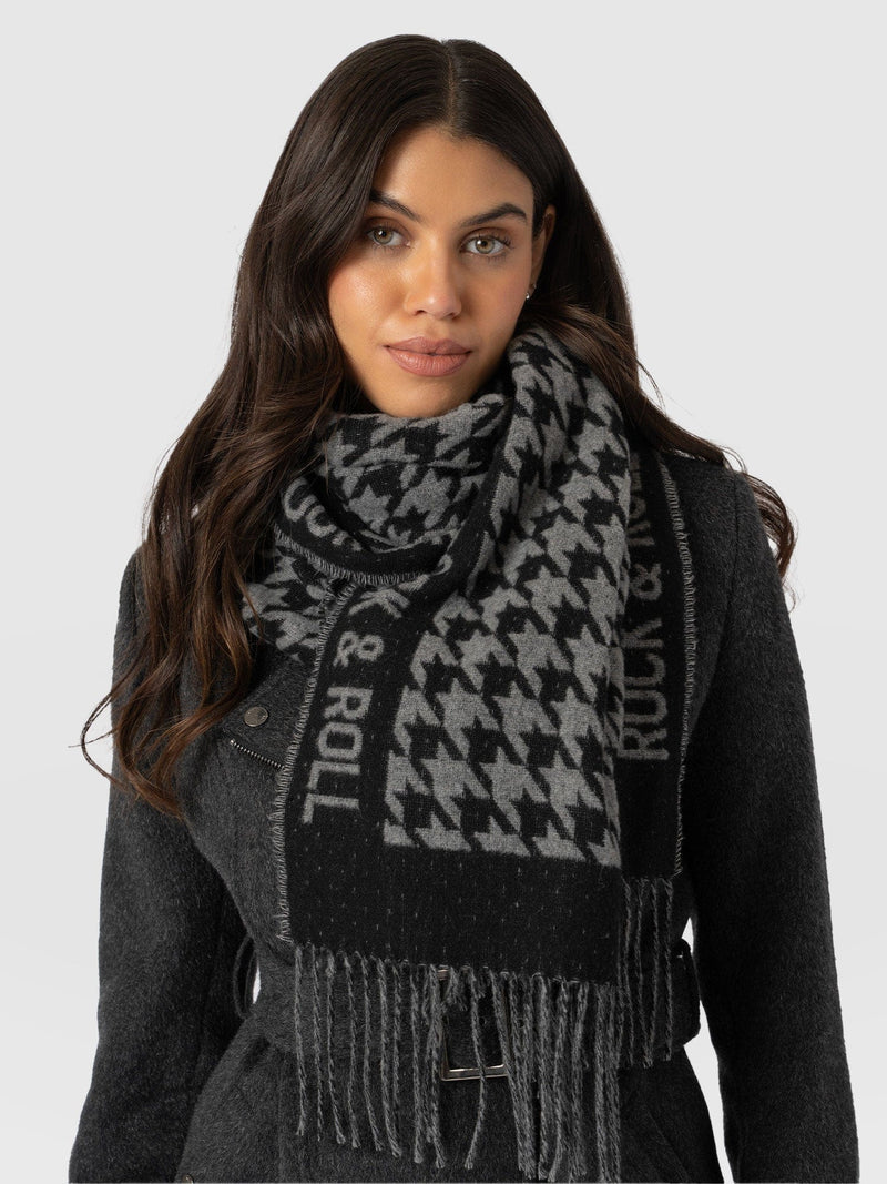 Rock Houndstooth Scarf Black/Grey - Women's Scarves | Saint + Sofia® US