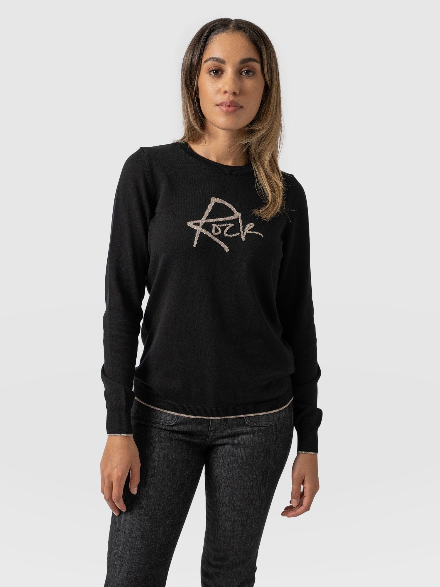 Rock in black clearance sweater