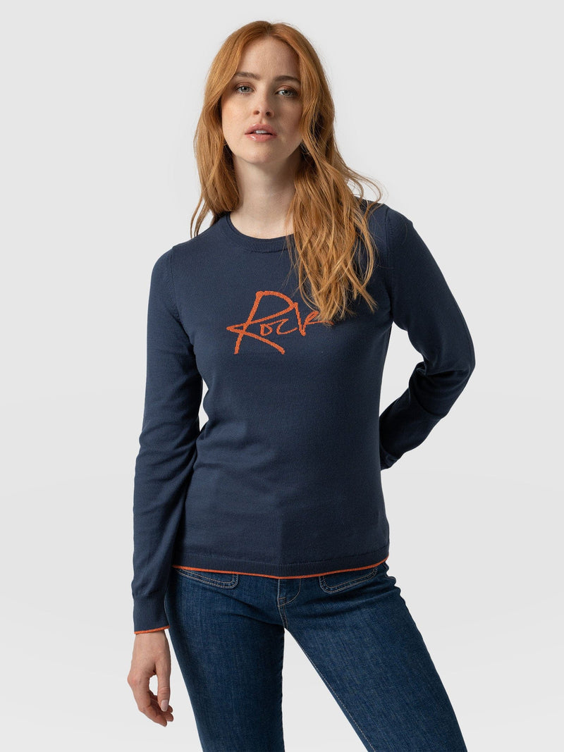 Rock Intarsia Sweater Navy - Women's sweater | Saint + Sofia® USA