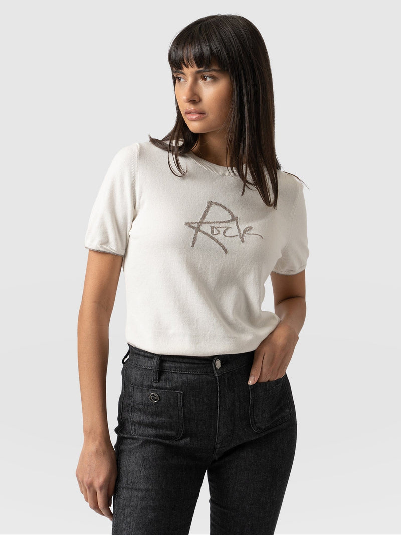 Rock Intarsia Sweater Short Sleeve Cream - Women's Sweater | Saint + Sofia® USA