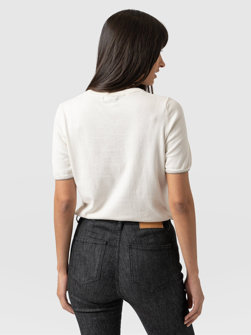 Rock Intarsia Sweater Short Sleeve Cream - Women's Sweater | Saint + Sofia® USA