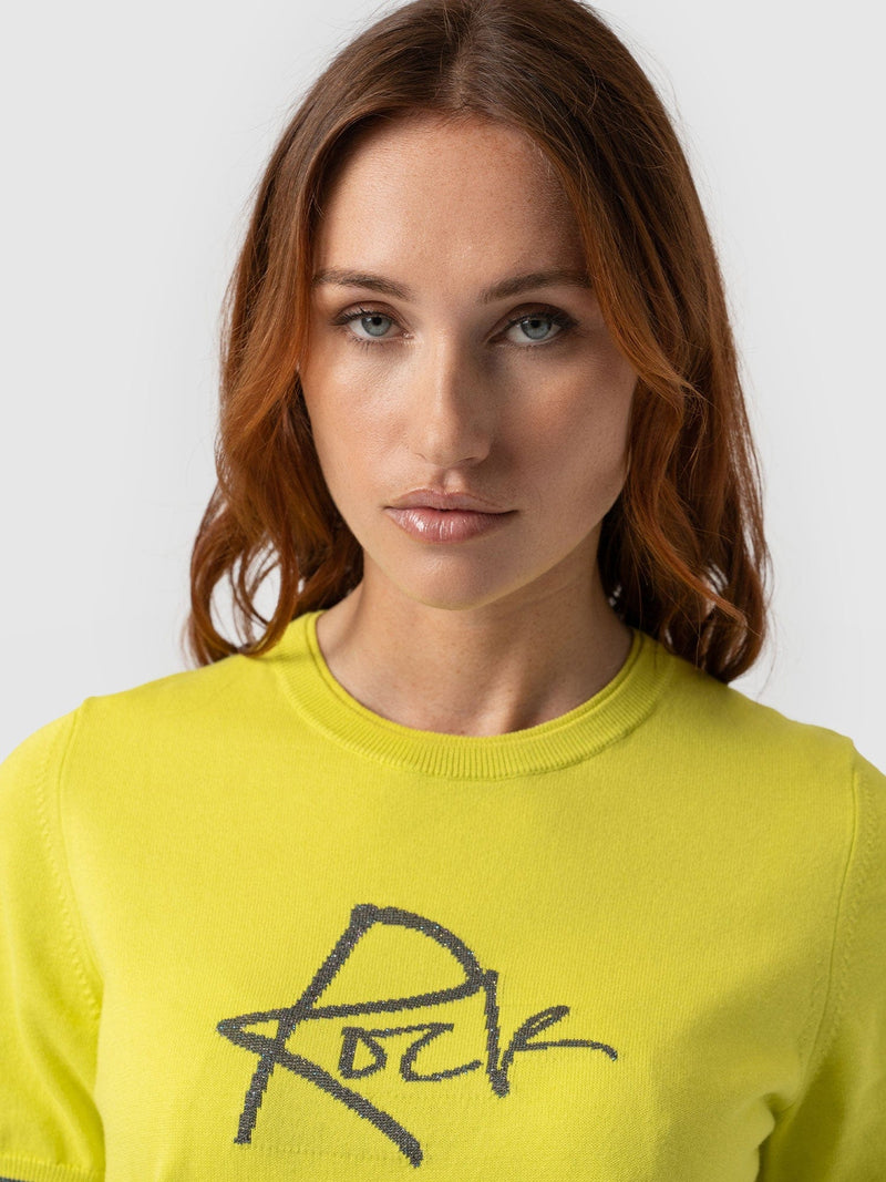Rock Intarsia Sweater Short Sleeve Lime - Women's Sweater | Saint + Sofia® USA