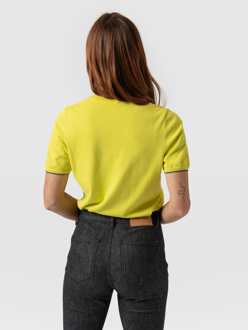 Rock Intarsia Sweater Short Sleeve Lime - Women's Sweater | Saint + Sofia® USA