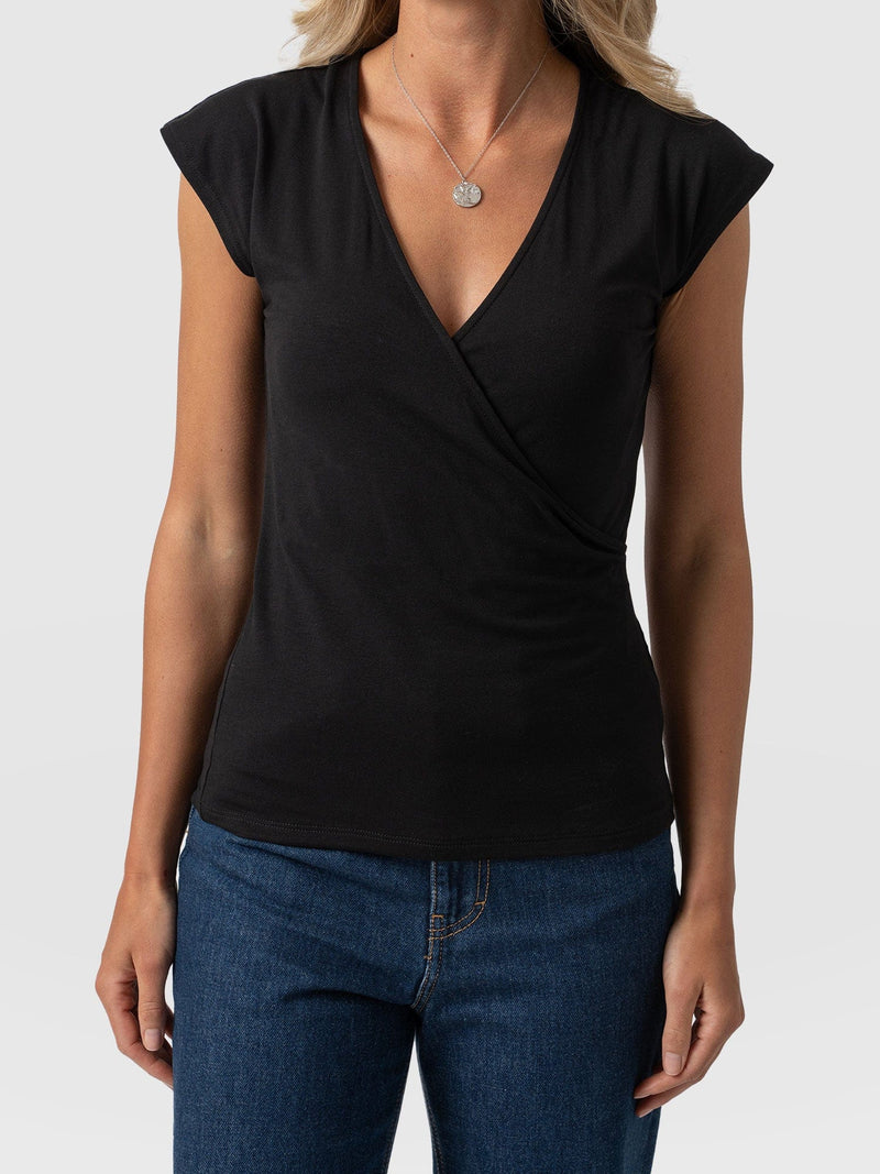 Rosa Wrap Tee Black - Women's T-shirts | Saint + Sofia® USA
