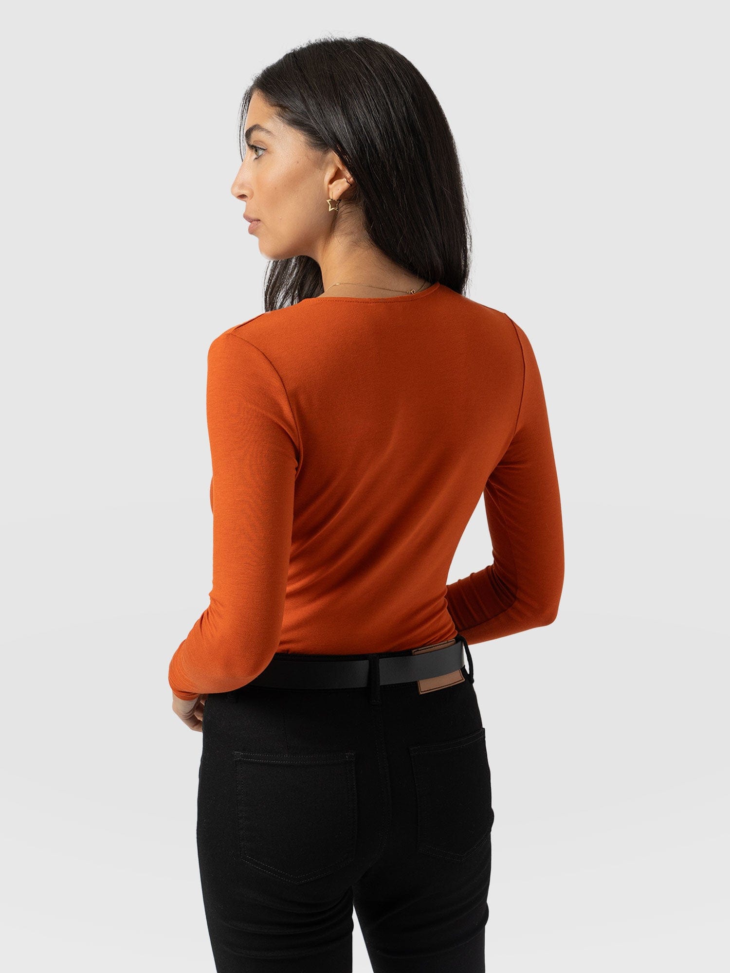 Rosa Wrap Tee Long Sleeve Amber - Women's Tops | Saint + Sofia® US