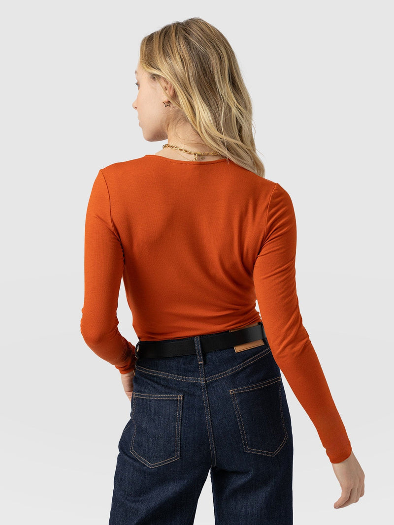 Rosa Wrap Tee Long Sleeve Amber - Women's Tops | Saint + Sofia® US