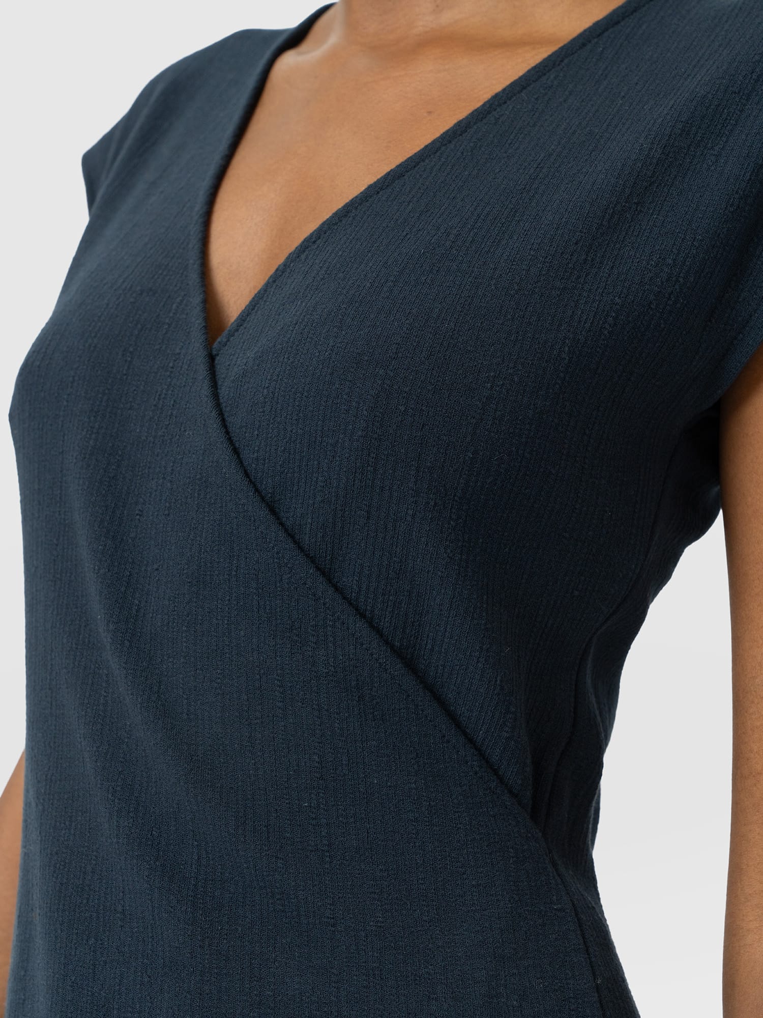 Rosa Wrap Top - Navy Textured - Women's T-shirts | Saint and Sofia® USA