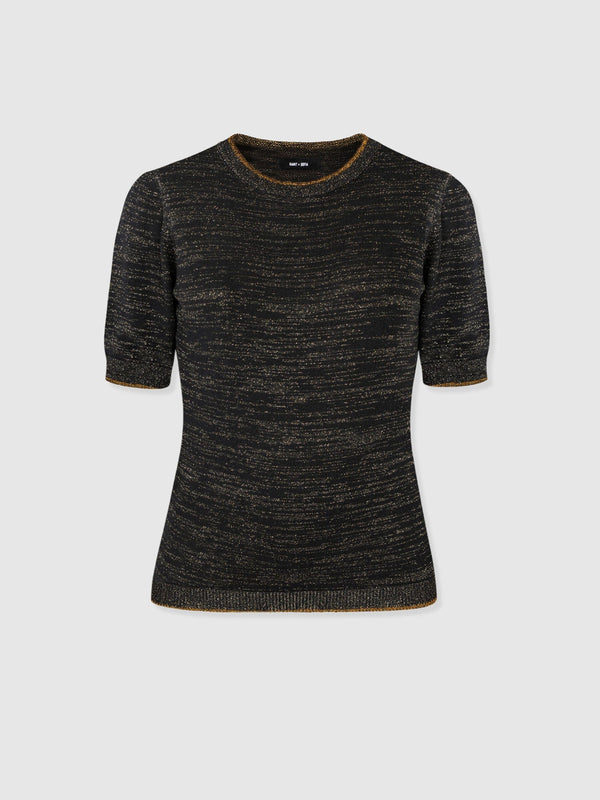 Roux Short Sleeve Knit - Gold - Women's Sweaters | Saint + Sofia® USA