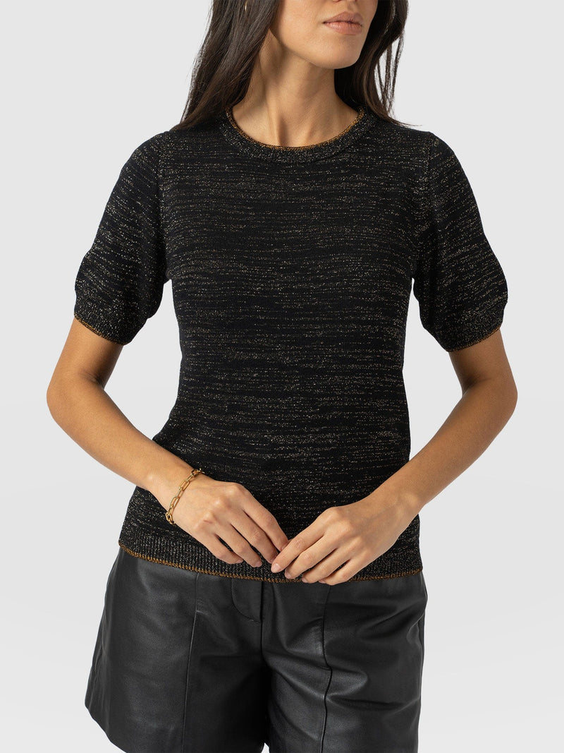 Roux Short Sleeve Knit - Gold - Women's Sweaters | Saint + Sofia® USA