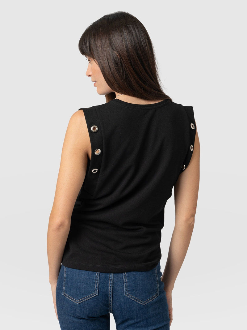 Rowan Tee Black Eyelet - Women's T-Shirts | Saint + Sofia® US