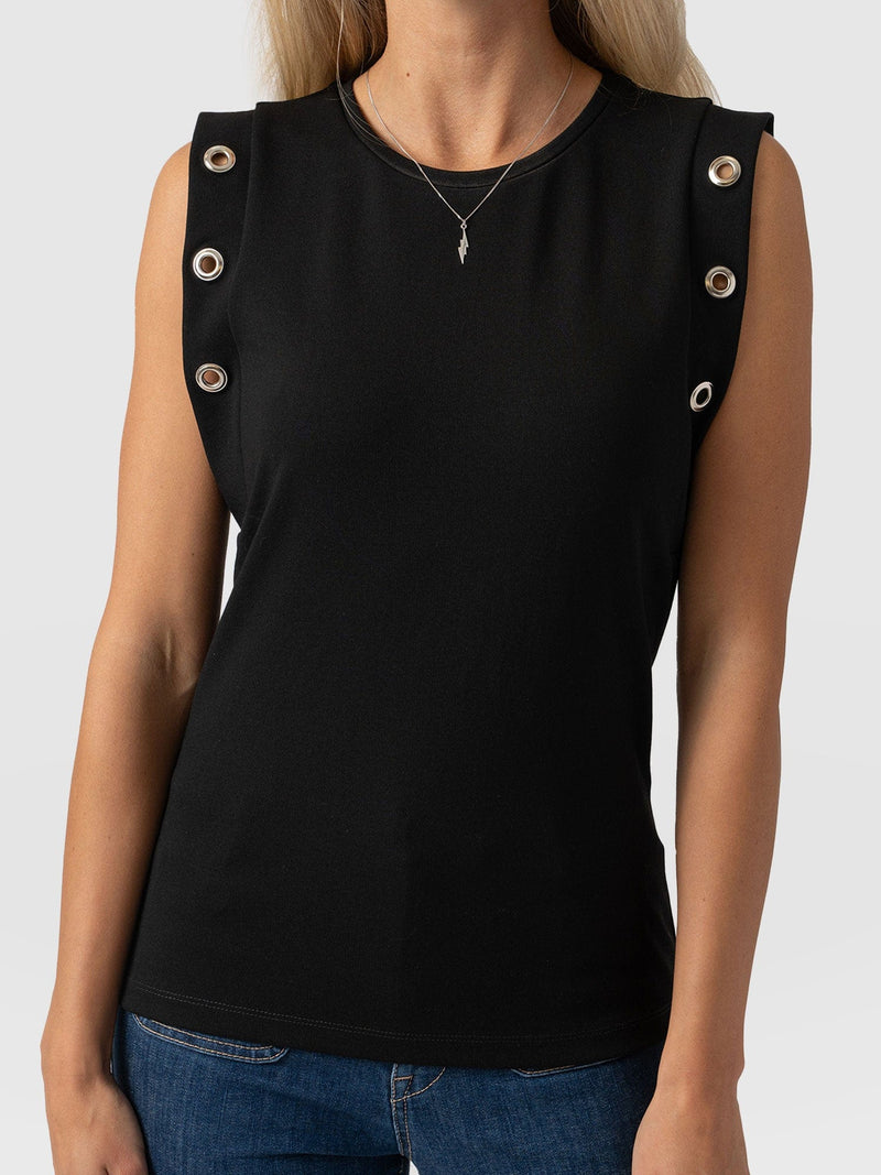 Rowan Tee Black Eyelet - Women's T-Shirts | Saint + Sofia® US