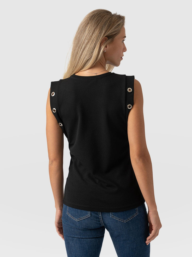 Rowan Tee Black Eyelet - Women's T-Shirts | Saint + Sofia® US