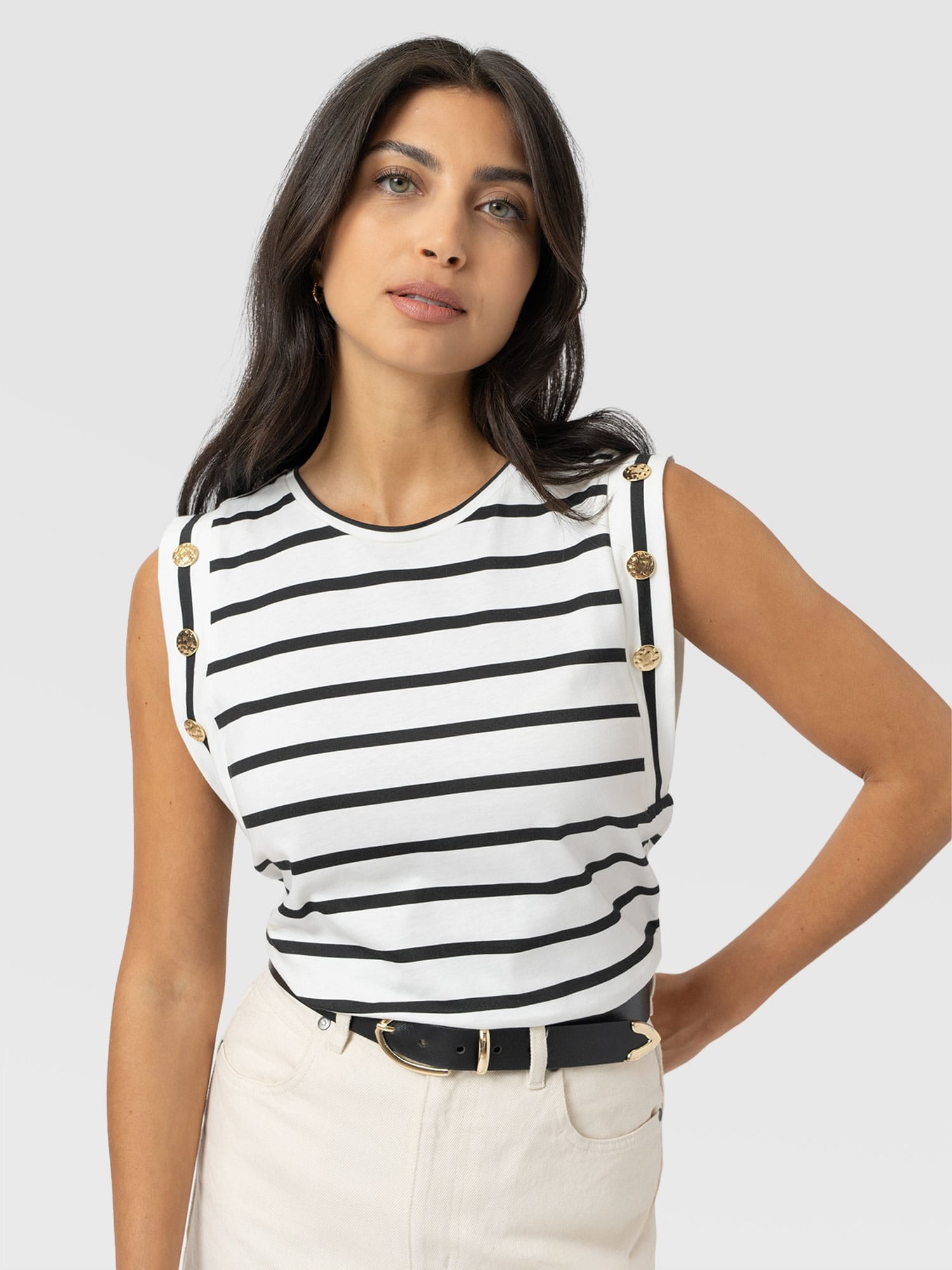 Rowan Tee - Black Stripe - Women's T-shirts | Saint + Sofia® USA