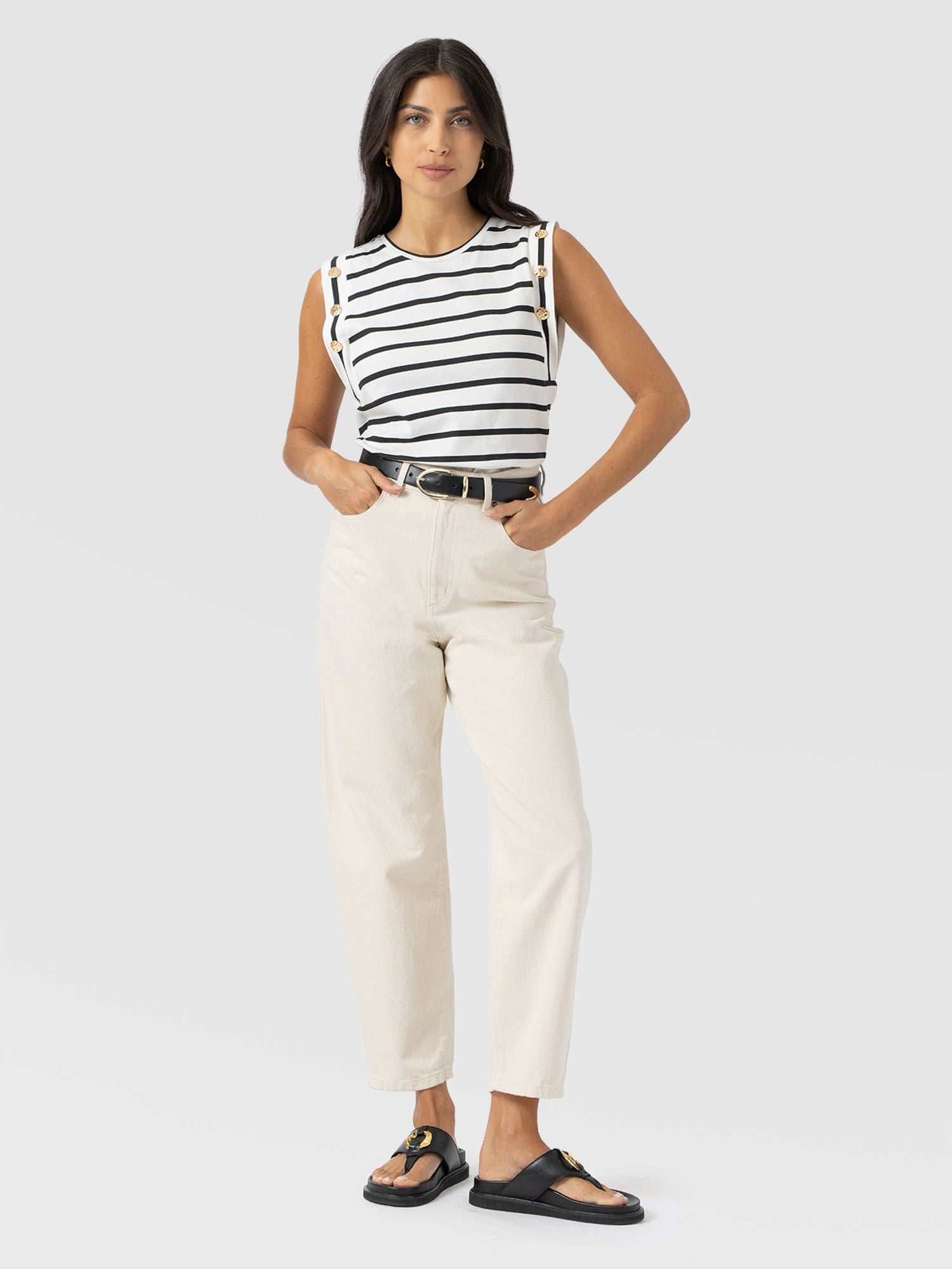 Rowan Tee - Black Stripe - Women's T-shirts | Saint + Sofia® USA