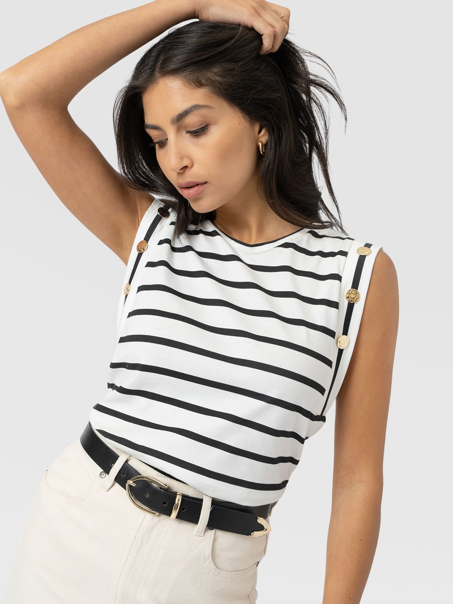 Rowan Tee - Black Stripe - Women's T-shirts | Saint + Sofia® USA