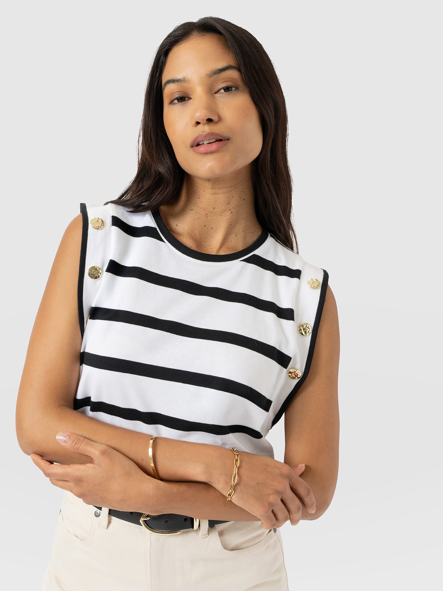 Rowan Tee - Black Stripe - Women's T-shirts | Saint + Sofia® USA
