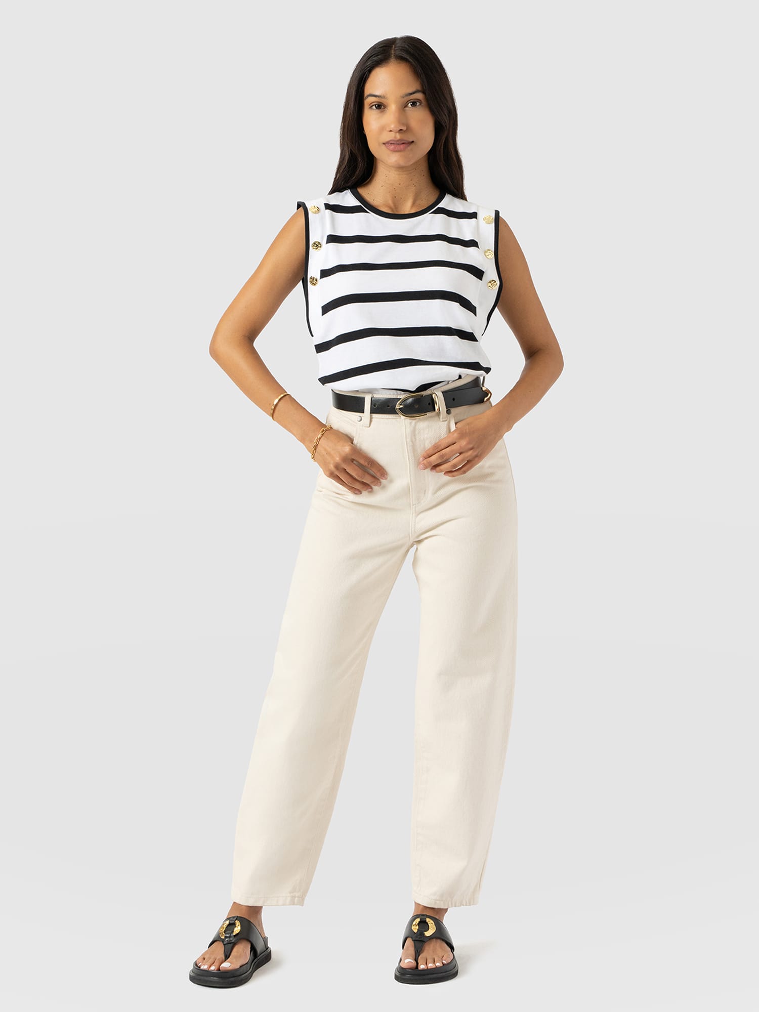 Rowan Tee - Black Stripe - Women's T-shirts | Saint + Sofia® USA