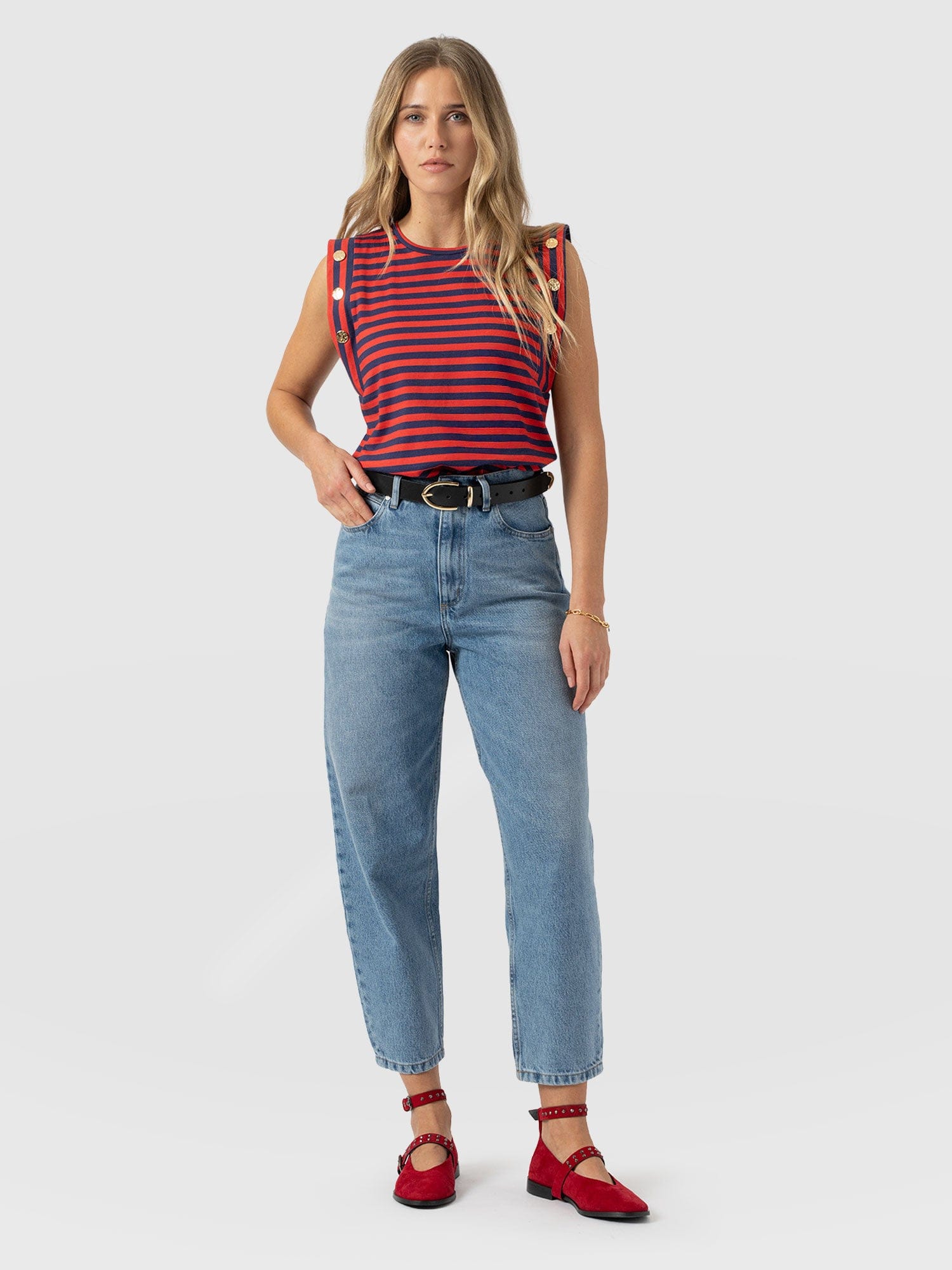 Rowan Tee - Red/Navy Stripe - Women's T-shirts | Saint + Sofia® USA