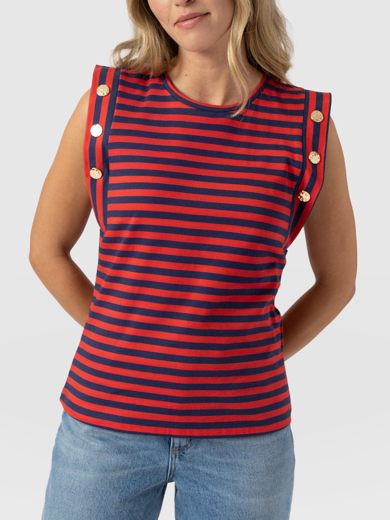 Rowan Tee - Red/Navy Stripe - Women's T-shirts | Saint + Sofia® USA