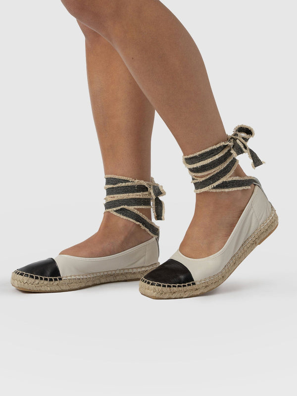 Rowe Espadrille Tie Pumps - Cream/Black - Women's Sandals | Saint + Sofia® USA