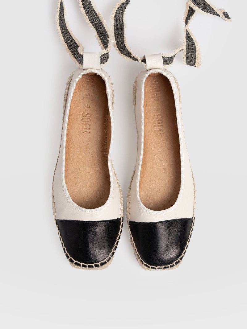 Rowe Espadrille Tie Pumps - Cream/Black - Women's Sandals | Saint + Sofia® USA