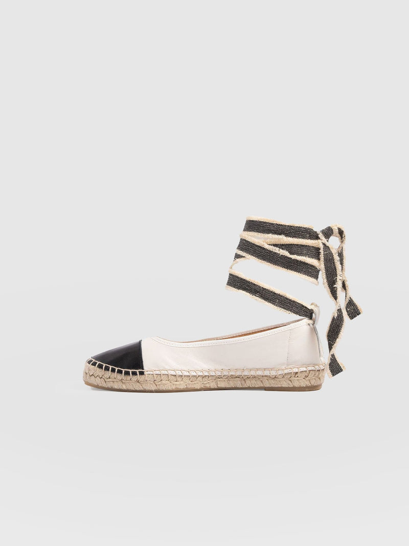 Rowe Espadrille Tie Pumps - Cream/Black - Women's Sandals | Saint + Sofia® USA