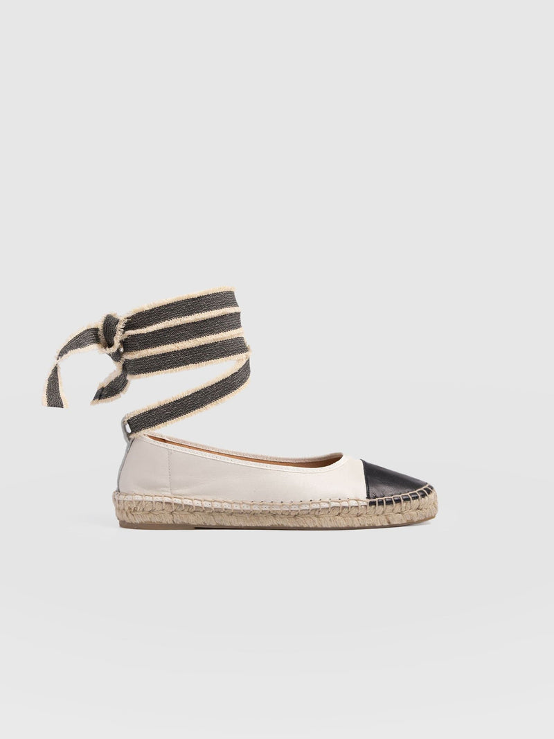 Rowe Espadrille Tie Pumps - Cream/Black - Women's Sandals | Saint + Sofia® USA