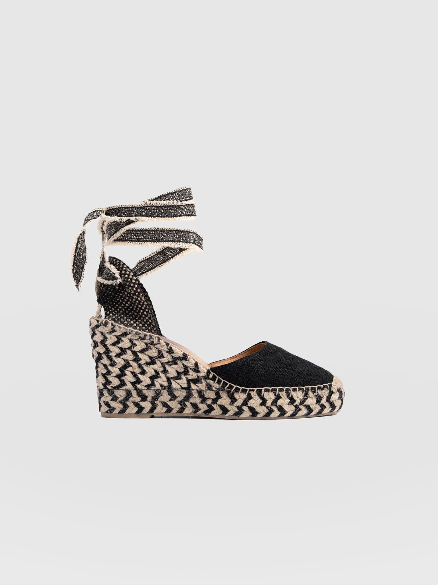 Rowe Espadrille Tie Wedges - Black - Women's Sandals | Saint + Sofia® USA