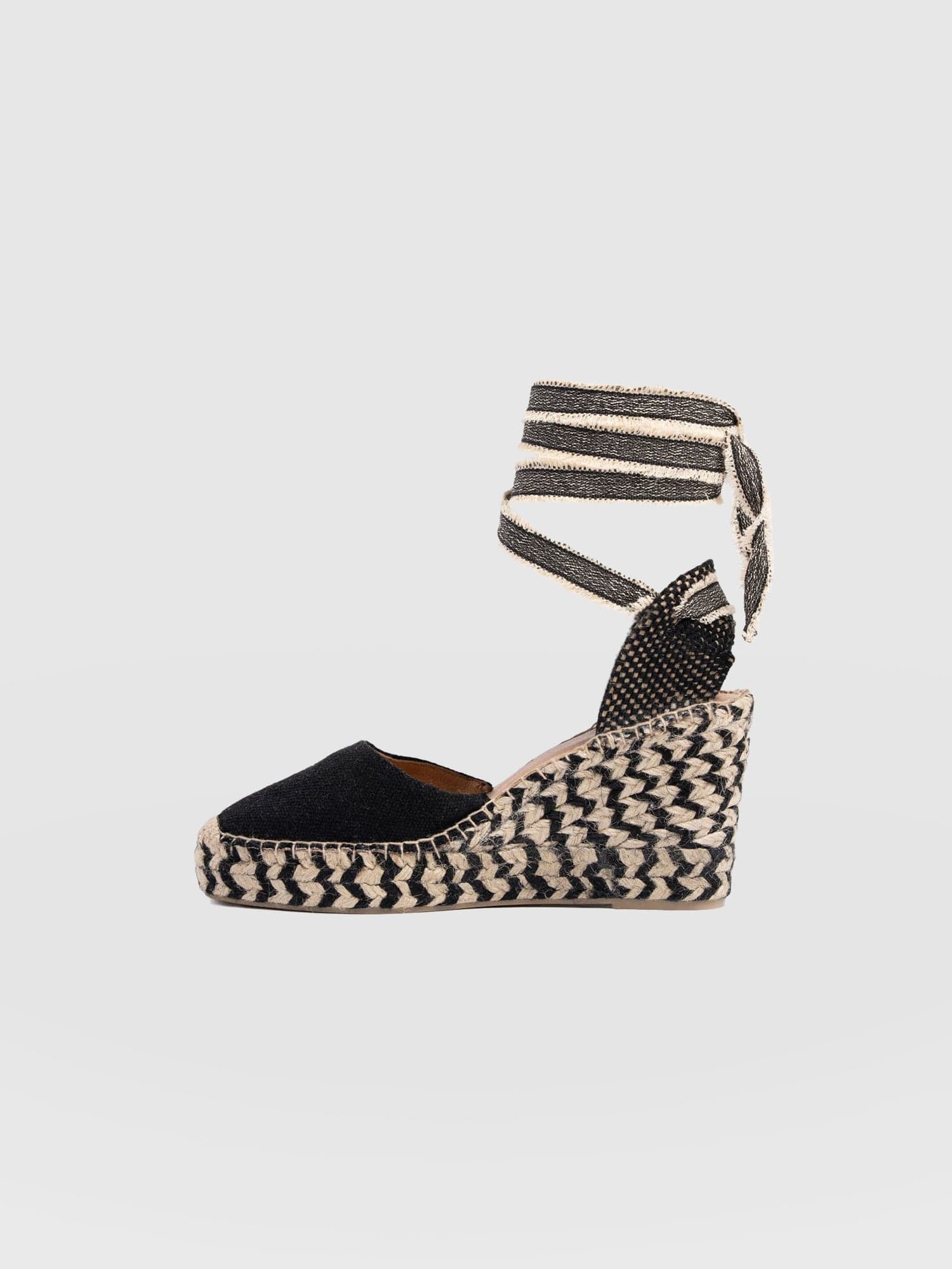Rowe Espadrille Tie Wedges - Black - Women's Sandals | Saint + Sofia® USA